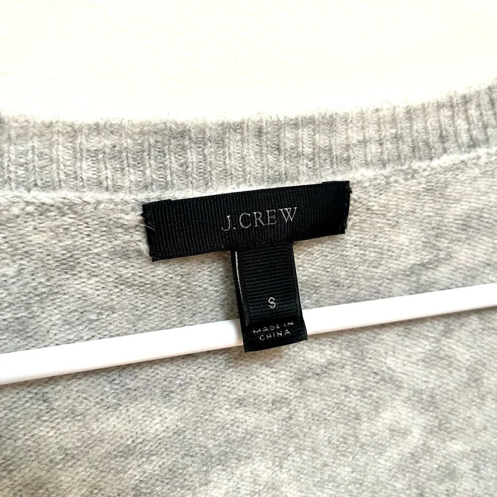 J. crew V-Neck Grey Tunic Sweater Front Pockets Soft Yarn Alpaca size Small